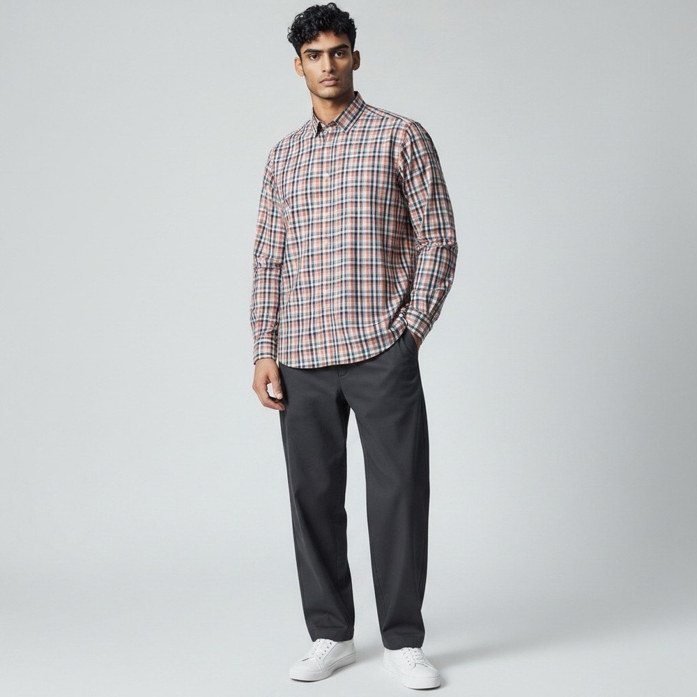 Bugatchi Uomo Shirt XL Multicolor Plaid Classic Fit Long Sleeve Cotton Button Up